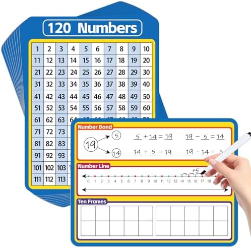 12 Pack Double Sided Number Line Dry Erase Board,12" x 9" Multiplication Flash Cards,Math Manipulatives Small White Board for Kids,Ten Frame Chart for Preschool Learning,Homeschool Essentials by Unknown