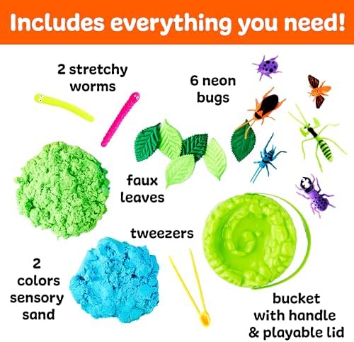 Creativity for Kids Sensory Adventure Neon Bugs Kit | Dig, Squish & Explore with Sensory Sand & Bug Toys | Scoop, Pinch & Play | Screen-Free Activity for Kids & Summer Activities (Ages 4+) - Image 3
