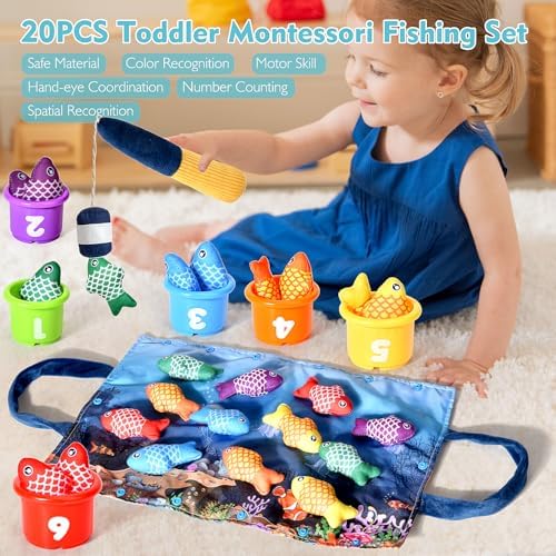 Montessori Toys for 1 Year Old Boy Girl Gifts, Cloth Fishing Game Toddler Toy 1-3, Sorting Learning Baby Toys 6-12-18 Months, Toddler Toys for Baby Easter Gifts - Image 2