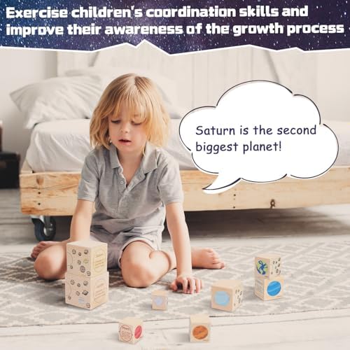 Adena Montessori Solar System Nesting Blocks, 8-Piece Wooden Set, Ages 3+ - Image 5