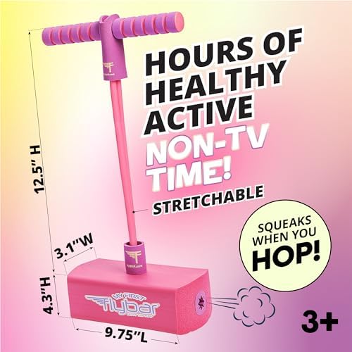 Flybar My First Foam Pogo Jumper for Kids Fun and Safe Pogo Stick for Toddlers, Durable Foam and Bungee Jumper for Ages 3 and up, Supports up to 250lbs (Pink) - Image 4
