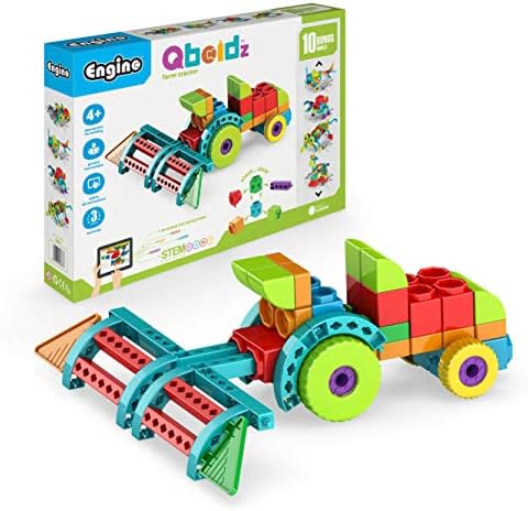 Engino QBOIDZ Farm Tractor, Building Blocks Ages 4+, STEM Toys for Boys & Girls, Building Kit, Preschool Educational Toys Combining Fun with Science, Technology, Math (10 Models) by Engino