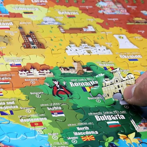 Think2Master Colorful Map of Europe 500 Pieces Jigsaw Puzzle with Very Large Pieces for 13+, Adults & Seniors. Great Gift for Interest in the European Map. Size: 26.8” X 18.9” - Image 2