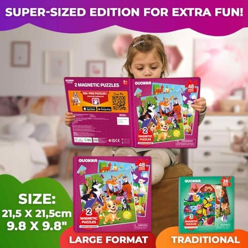 Magnetic Puzzles for Kids Ages 3-5 - 2x48 Pieces Travel Games 2-4 - Image 2