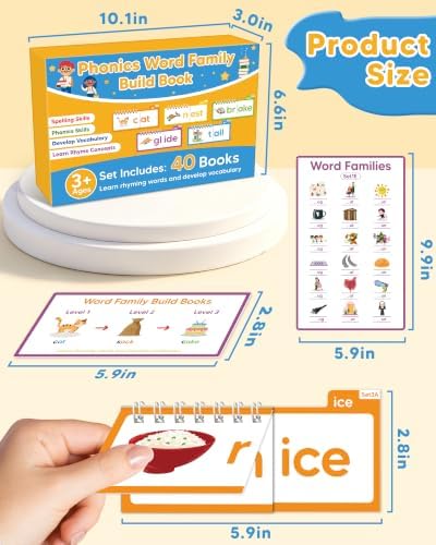 Phonics Flash Cards for Kids, Learn to Read Phonics Word Family Build Book - Image 6