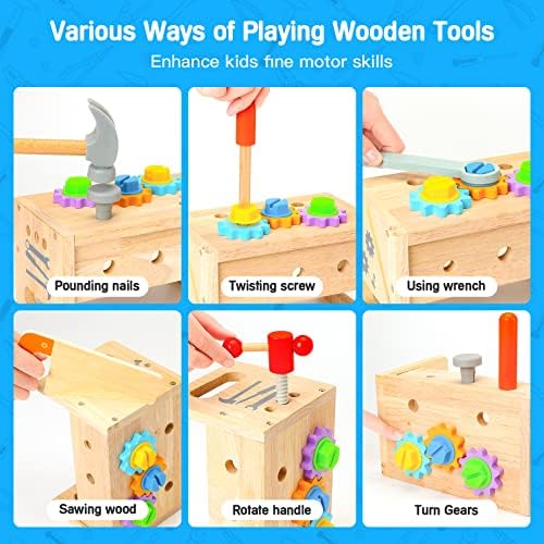 Wooden Tool Set for Kids 3 4 5 Year Old, 29Pcs Educational STEM Toys Toddler Montessori Toys for 3 Year Old Construction Preschool Learning Activities Gifts for Boys Girls Age 3-4 - Image 3