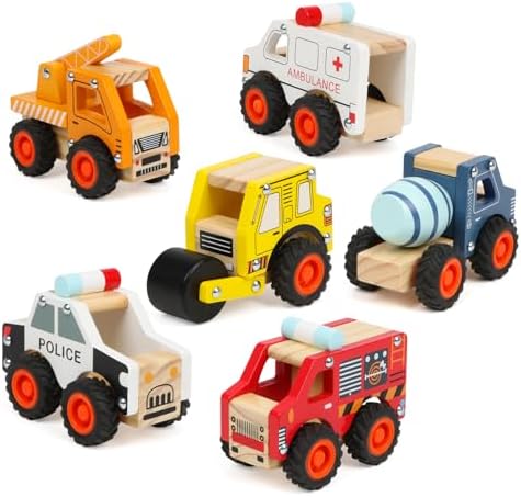 6Pcs Wooden Cars for Toddlers 1-3,Car Toys,Push and Go Vehicle,Kid Vehicle Toys,Hand Push Car Toys for 1+ Year Old,Montessori by DIPALENTTOYS