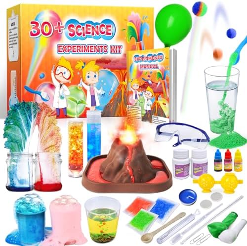 UNGLINGA 30+ Experiments Science Kits for Kids, S.T.E.M Educational Project Activities Toys Gifts for Boys Girls, Chemistry Set, Bouncy Ball, Volcano Eruption by UNGLINGA