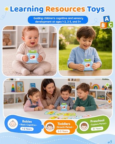 Aullsaty Talking Flash Cards for Toddlers Ages 1-3, 224 Words Montessori Speech Therapy Toys, Autism Sensory Toy, Educational Learning Speech Therapy Birthday Gifts for Boys Girls (Blue) - Image 6