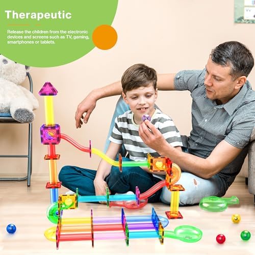 PicassoTiles 120 PCS Magnetic Tile Marble Run STEM Construction Set Ages 3+ - Image 3