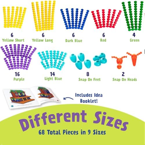 POPULAR PLAYTHINGS Playstix, Flexible Set 68 Piece, Building Sticks Kit - Image 4
