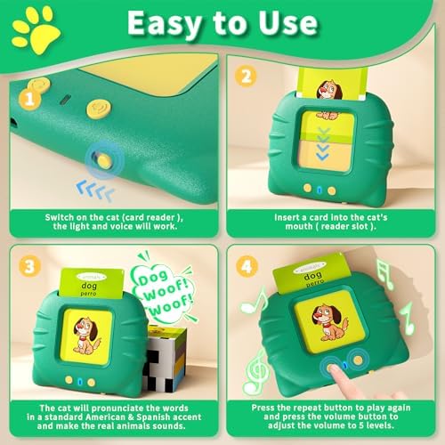Aullsaty Toddler Toys Bilingual English and Spanish Talking Flash Cards for 1 2 3 4 5 6 Year Old Boys and Girls, Autism Sensory Toys for Autistic Children, Learning Educational Speech 250 Sight Words - Image 2