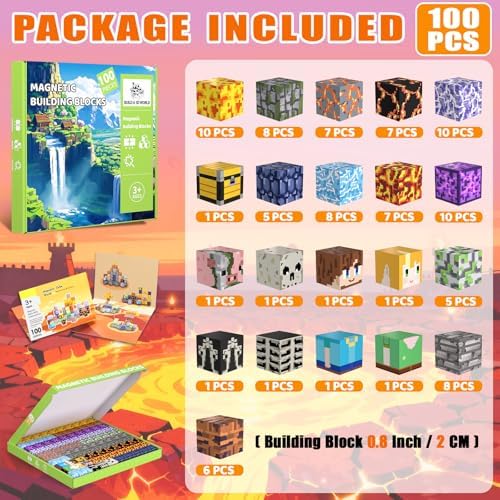 Magnetic Blocks, 100PCS Toys Building Cube Birthday Gifts for Kids - Image 2