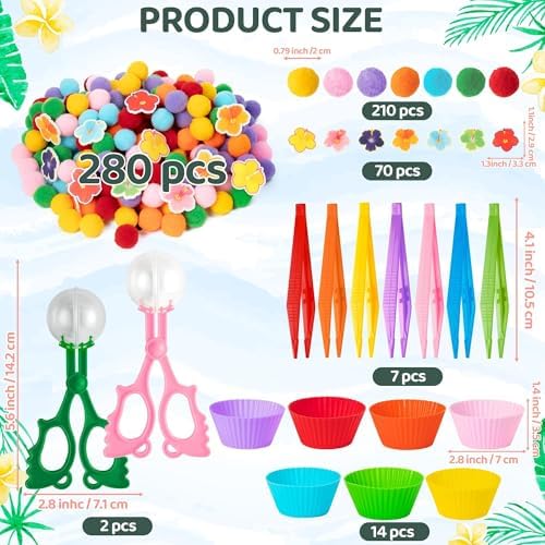 EZdhuawuse Summer Sensory Bin Fillers, 304Pcs Hawaii Flower Fine Motor Toys - Image 2