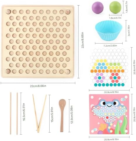 Wooden Peg Board Bead Game, Montessori Learning Toy, Color Sorting Stacking Matching, Fine Motor Math Counting, Multicolor Wood, 3-5 Years - Image 2