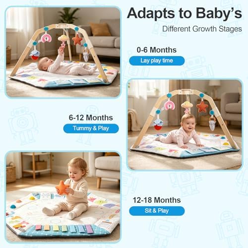Baby Play Gym Mat with Multiple Sensory Developmental Zones for 0-18 Months Babies - Image 5