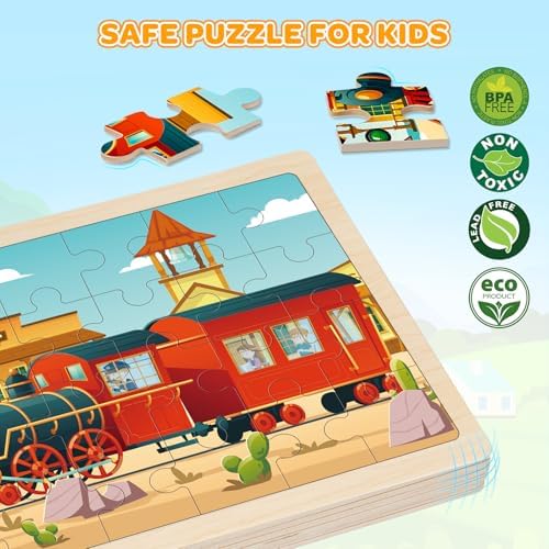 Puzzles for Kids Ages 4-6, 4 Packs 24 Pcs Wooden Jigsaw Puzzles for Toddlers Ages 2-4, Preschool Educational Vehicle Puzzle Toys Gifts for 3 4 5 6 Boys Girls - Image 5