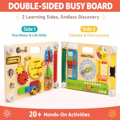 Montessori Busy Board for Toddlers, Wooden Activity Board Ages 3+ - Image 2