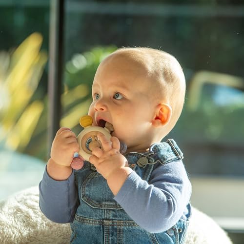 tickit Silisoft Rattle Teether | Sensory Baby Teether with Textured, Food-Grade Silicone and Natural Beechwood | Removable Wooden Rattle for Teething Relief and Development - Image 2
