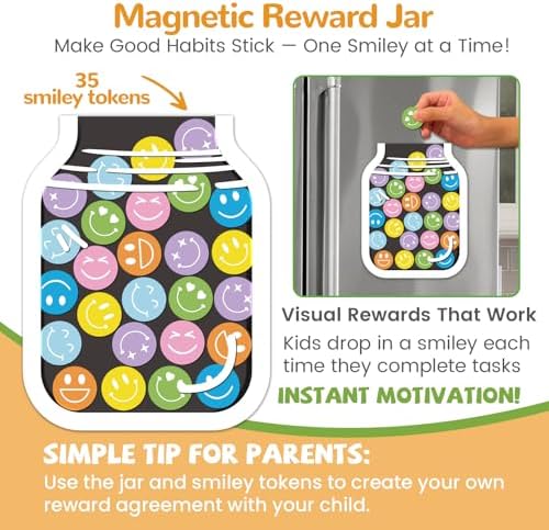 JJPRO Magnetic Bedtime/Morning/Daily Routine Chart for Kids with Reward Jar-Morning Routine Chart,Daily Checklist Reward Chart for Toddlers,Reward Jar for Kids,Cute Visual Schedule Board for Home - Image 3