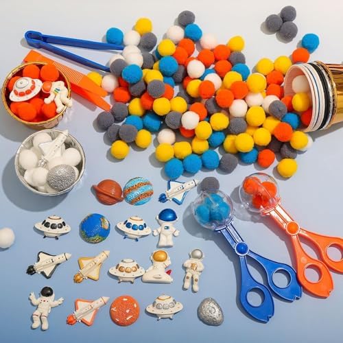 135 Pcs Space Sensory Bin Filler Astronaut Spaceship Counting Sorting Sensory Bin Items Fine Motor Galaxy Counts for Easter Day Spring Summer Sorting Counting Decor - Image 3