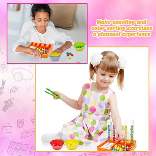132 Pcs Counting and Color Sorting Toys Math Manipulatives Match Games Educational Learning Fine Motor Skills for Kids Preschool Kindergarten Learning Activities - Image 4