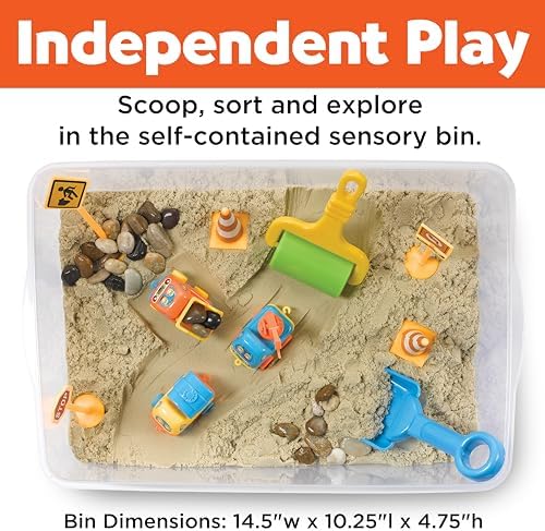 Creativity for Kids Sensory Bin: Construction Zone Playset - Preschool Learning Activities, Excavator Toys for Boys Ages 3-5+, Outdoor Toys and Gifts for Kids - Image 5