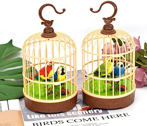 HWD Voice-Activated Mini Birdcage Toy Birds - Chirping & Wings Fluttering - Image 4