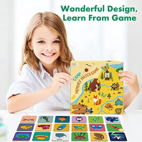 Hebayy Memory Matching Game, 72 PCS Camping Theme Matching Cards for Toddlers 36 Designs Memory Cards Educational Learning Toys for Preschool 4 5 6 Years Old - Image 6