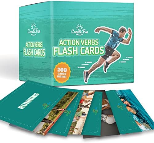 CreateFun 200 Action Verbs Flash Cards - Kids, Speech Therapy, ESL, Autism by CreateFun