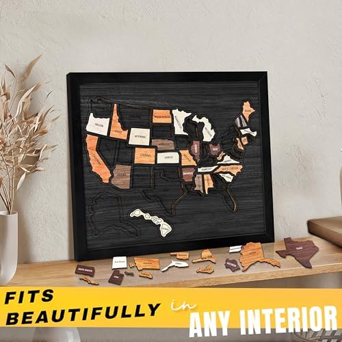 flinelife USA Travel Map, 13x11, Wooden USA Map Puzzle, Perfect For Couples and Families Gift - Image 7