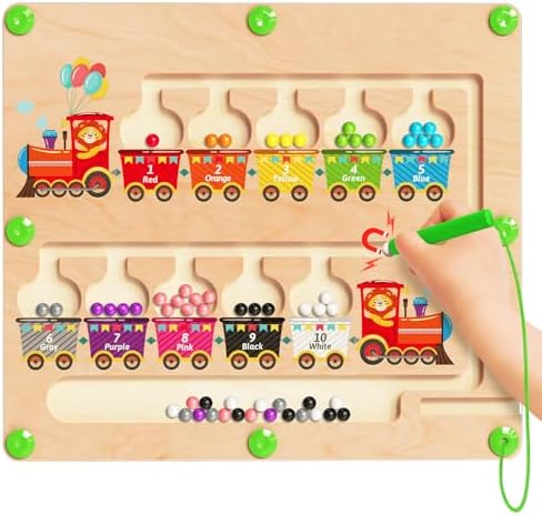 Magnetic Color and Number Maze, Montessori Toys for 2 3 4 Year Old- Train by Unknown