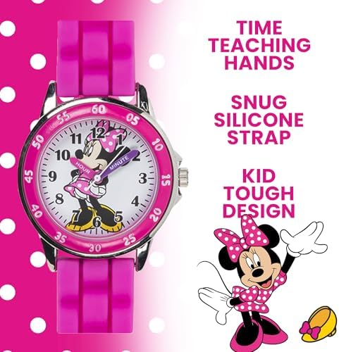 Minnie Mouse Time Teacher Watch for Girls - Analog Time Learning with Easy-to-Read Numbers and Comfortable Silicone Band - Image 3