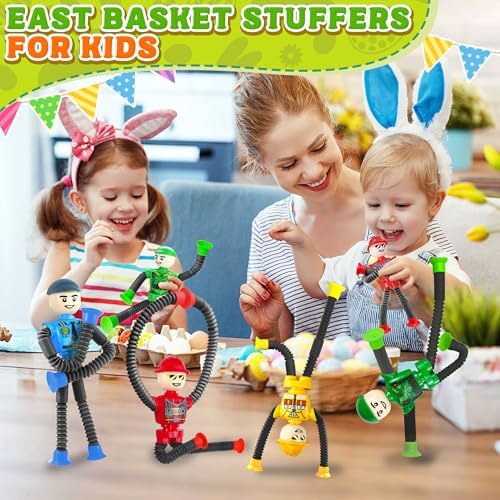 4Pcs Robot Sensory Travel Toys for Boy Toddlers Kids Year Old Ages 3 4 5 6 7 8 9, Airplane Travel Activities Suction Autistic Pop Tube Autism Fidget Toys Easter Basket Stuffer Valentine Gifts - Image 6