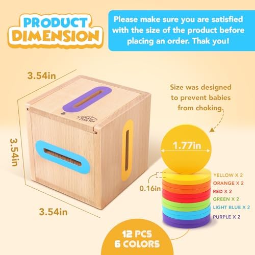 Montessori Toys for Toddlers 1-3 Color Sorting Wooden Object Permanence Box - Image 2