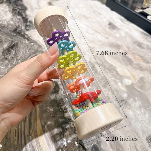 WODI Wooden Rain Stick Montessori Toys for Babies 6-12 Months,Baby Rattle Shaker Sensory Developmental Toy,Raindrops Musical Instrument Baby Musical Toys for 1 Year Old Toddler Kids - Image 6