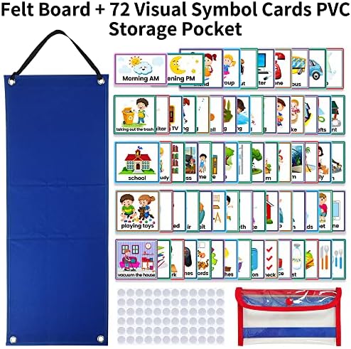 Mewise Visual Schedule Chart for Autism & ADHD Kids - 70 Routine Cards (Morning/Night/Outings) - Durable Felt Board with Storage Pocket - OT Approved Learning Tool for Home & School - Image 4