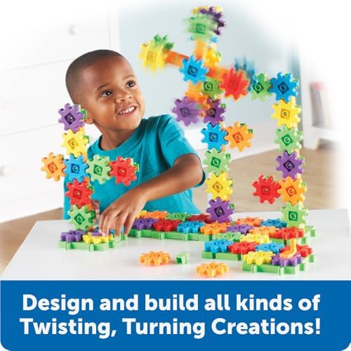 Learning Resources Gears! Gears! Gears! Super Building Toy Set, STEM Toys, Construction Toys, Gears for Kids, 150 Pieces, Ages 3+, Blue - Image 2
