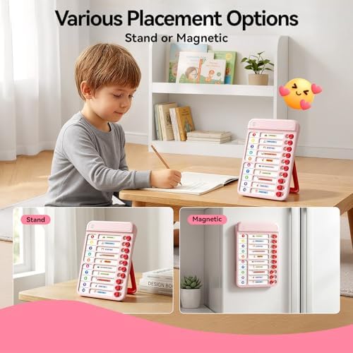 Chore Chart for Kids, to Do List Board with Sliders 19 Personalizable Sheets and Marker Visual Schedule for Kids with Autism Routine Chart Magnetic Dry Erase Board for Refrigerator, Desk, Home - Pink - Image 5