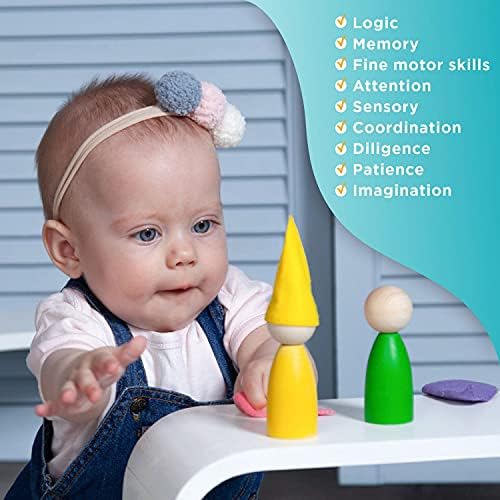 Ulanik Peg Dolls with Hats and Beds Montessori Toys for 1 Year Old - Image 6