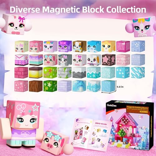 GobiDex Magnetic Blocks 100PCS Kids Pink Princess Castle Building Blocks - Image 4