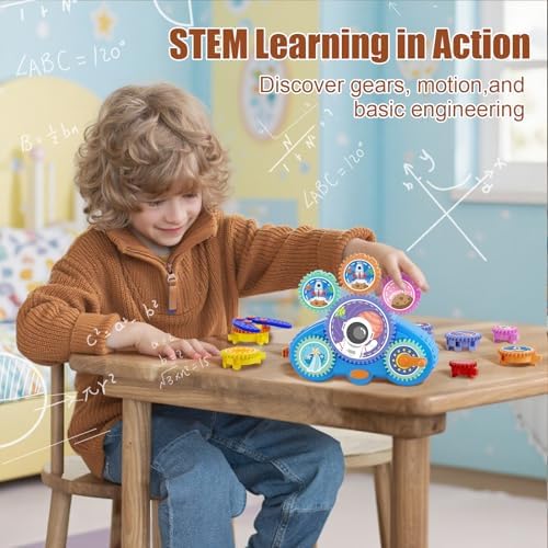 STEM Gears Toys for Kids Ages 3+, Creative Learning Building Blocks, 18Pcs Educational Construction Toy Set, Electric & Manual Dual Mode, Versatile Gear Playset Gift for Boys & Girls - Image 4
