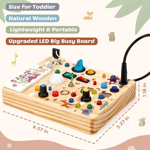 Joyreal Wooden Busy Board for Toddlers - Montessori Toys for 1 2 3 Year Old - Image 5