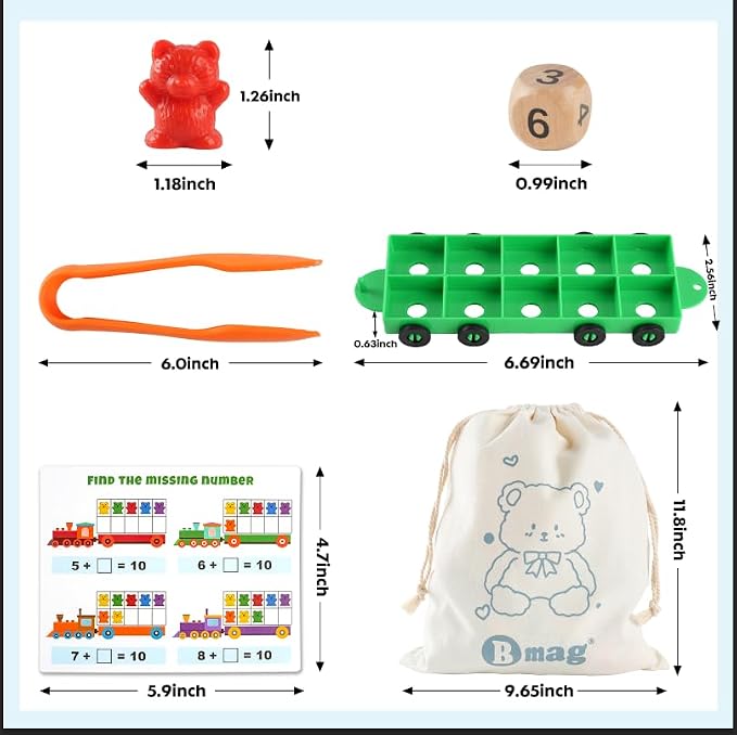 Bmag Counting Bears with Matching Trains, Preschool Learning Toys Color Recognition and Math Learning Games, STEM Educational Toy Gift for Kids Age 3 4 5 Year Old Boys Girls - Image 5