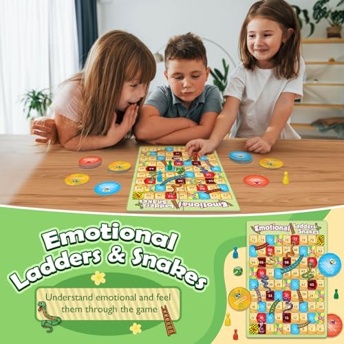 Broytain Emotional Board Games for Kids,Ladders and Snakes Board Game,Learning Resources,Social Skills Emotional Regulation Toys for Toddlers,Classroom Travel Indoor Outdoor Family Games - Image 5