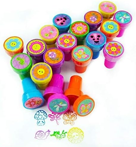 TINYMILLS 24 Pcs Spring Flowers Butterfly Stampers for Kids Garden Birthday Party Tea Party Favors Fairies Party Favors Pinata Fillers Goody Bag Stuffers Classroom Rewards Carnival Prizes