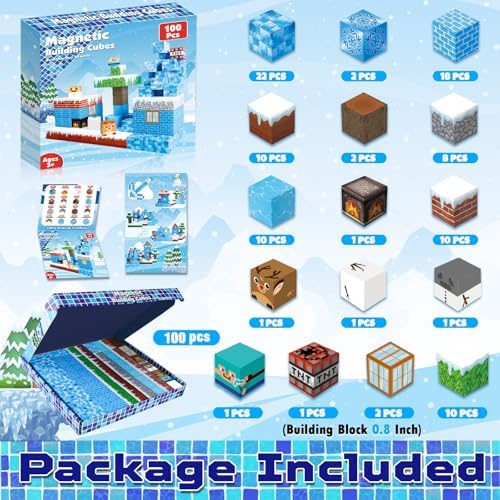 ToyUnited Magnetic Blocks - 100PCS Magnetic Building Blocks Glacier Castle, STEM Montessori Sensory Toys for Toddlers Kids Boys Girls Ages 3 4 5 6 7 8 9 10+ Holiday Birthday Gifts - Image 2