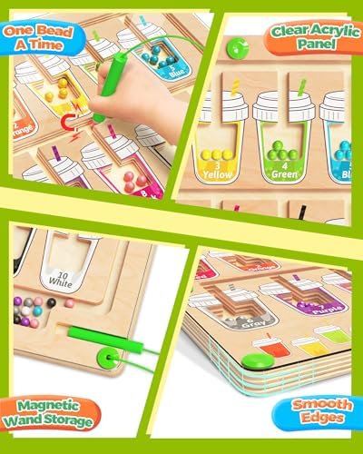 Magnetic Color and Number Maze, Montessori Toys for 2 3 4 Year Old - Cups - Image 5