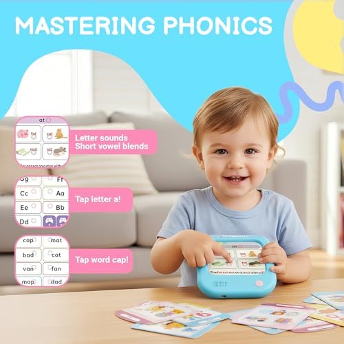 QuTZ Talking Flash Cards, Phonics Flash Cards, Learn to Read with 166 Pages, 29+ Themes, 800+ Words & Fun Facts, 700+ Interactive Games, Toddler Learning Toys for 3-6 Year Old - Image 4