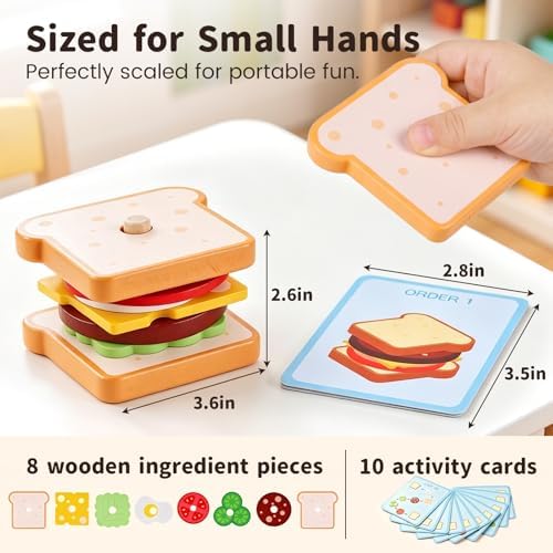 LovesTown Wooden Sandwich Stacking Toys, with Cards - Image 3